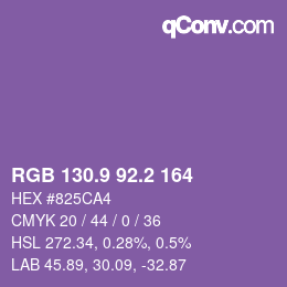 カラーコード: RGB 130.9 92.2 164 | qconv.com