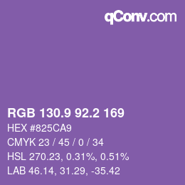 カラーコード: RGB 130.9 92.2 169 | qconv.com