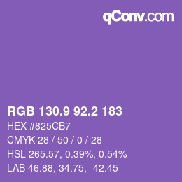 カラーコード: RGB 130.9 92.2 183 | qconv.com