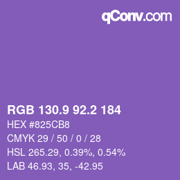 カラーコード: RGB 130.9 92.2 184 | qconv.com