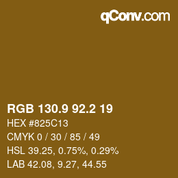 カラーコード: RGB 130.9 92.2 19 | qconv.com