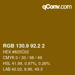 カラーコード: RGB 130.9 92.2 2 | qconv.com