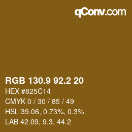 カラーコード: RGB 130.9 92.2 20 | qconv.com