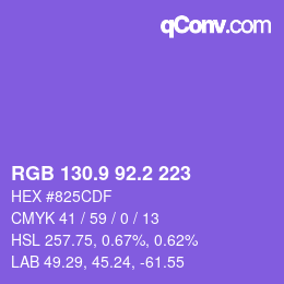 カラーコード: RGB 130.9 92.2 223 | qconv.com
