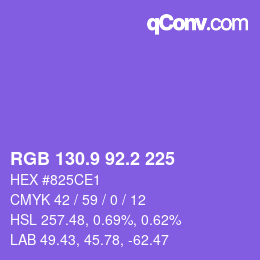 カラーコード: RGB 130.9 92.2 225 | qconv.com