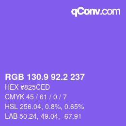 カラーコード: RGB 130.9 92.2 237 | qconv.com