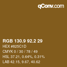 カラーコード: RGB 130.9 92.2 29 | qconv.com