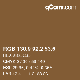 カラーコード: RGB 130.9 92.2 53.6 | qconv.com