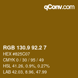 カラーコード: RGB 130.9 92.2 7 | qconv.com