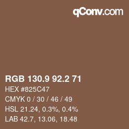 Color code: RGB 130.9 92.2 71 | qconv.com