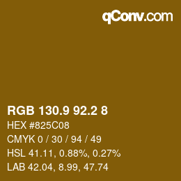 カラーコード: RGB 130.9 92.2 8 | qconv.com