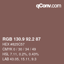 Color code: RGB 130.9 92.2 87 | qconv.com
