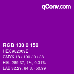 Color code: RGB 130 0 158 | qconv.com