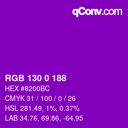 Color code: RGB 130 0 188 | qconv.com