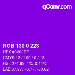 カラーコード: RGB 130 0 223 | qconv.com