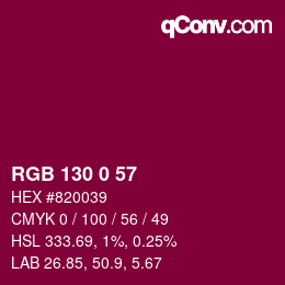 カラーコード: RGB 130 0 57 | qconv.com