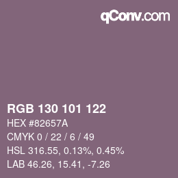 Color code: RGB 130 101 122 | qconv.com