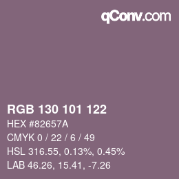 カラーコード: RGB 130 101 122 | qconv.com