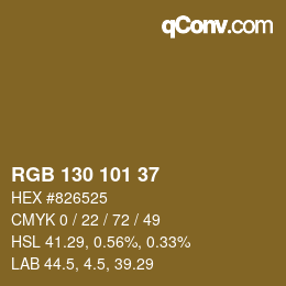 Color code: RGB 130 101 37 | qconv.com