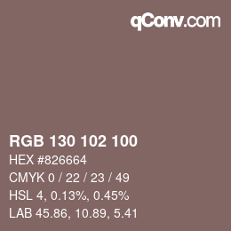 Color code: RGB 130 102 100 | qconv.com
