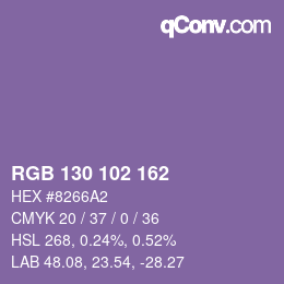 カラーコード: RGB 130 102 162 | qconv.com