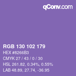 Color code: RGB 130 102 179 | qconv.com