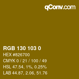 Color code: RGB 130 103 0 | qconv.com