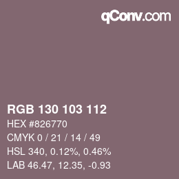 Color code: RGB 130 103 112 | qconv.com