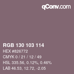 Color code: RGB 130 103 114 | qconv.com