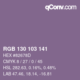 Color code: RGB 130 103 141 | qconv.com