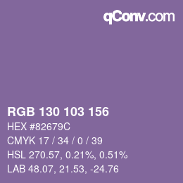 カラーコード: RGB 130 103 156 | qconv.com