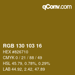 Color code: RGB 130 103 16 | qconv.com