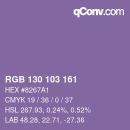 Color code: RGB 130 103 161 | qconv.com