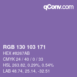 Color code: RGB 130 103 171 | qconv.com