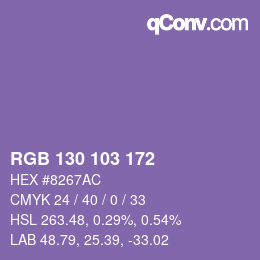 Color code: RGB 130 103 172 | qconv.com