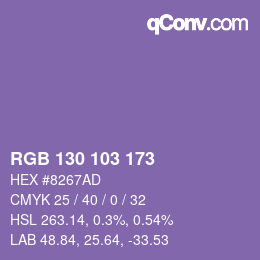Color code: RGB 130 103 173 | qconv.com
