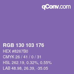 Color code: RGB 130 103 176 | qconv.com