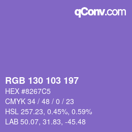 Color code: RGB 130 103 197 | qconv.com