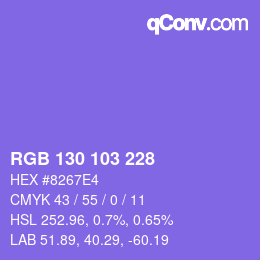カラーコード: RGB 130 103 228 | qconv.com