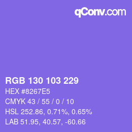 Color code: RGB 130 103 229 | qconv.com