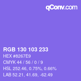 Color code: RGB 130 103 233 | qconv.com