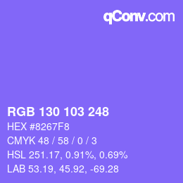 Color code: RGB 130 103 248 | qconv.com