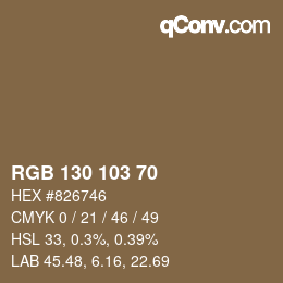 カラーコード: RGB 130 103 70 | qconv.com