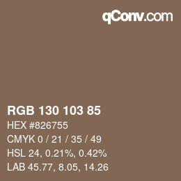 颜色代码: RGB 130 103 85 | qconv.com