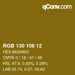 Color code: RGB 130 106 12 | qconv.com