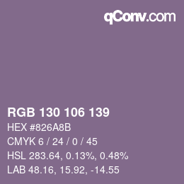 颜色代码: RGB 130 106 139 | qconv.com