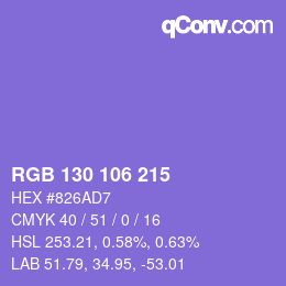 Color code: RGB 130 106 215 | qconv.com