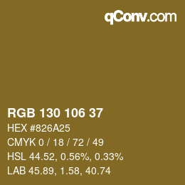 Color code: RGB 130 106 37 | qconv.com