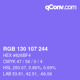 Color code: RGB 130 107 244 | qconv.com