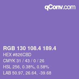 カラーコード: RGB 130 108.4 189.4 | qconv.com
